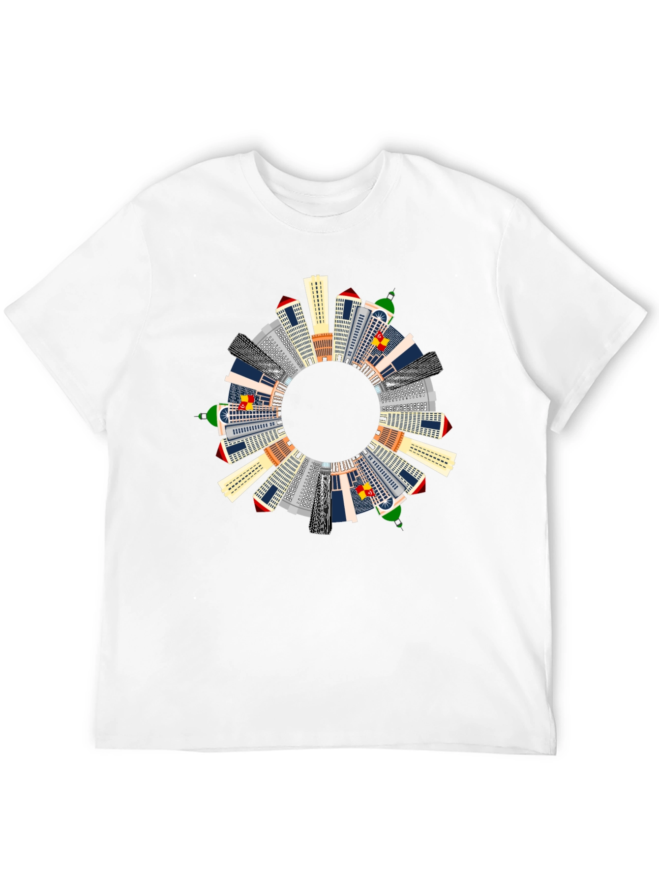 Cityscape Circle Graphic T-Shirt - Black