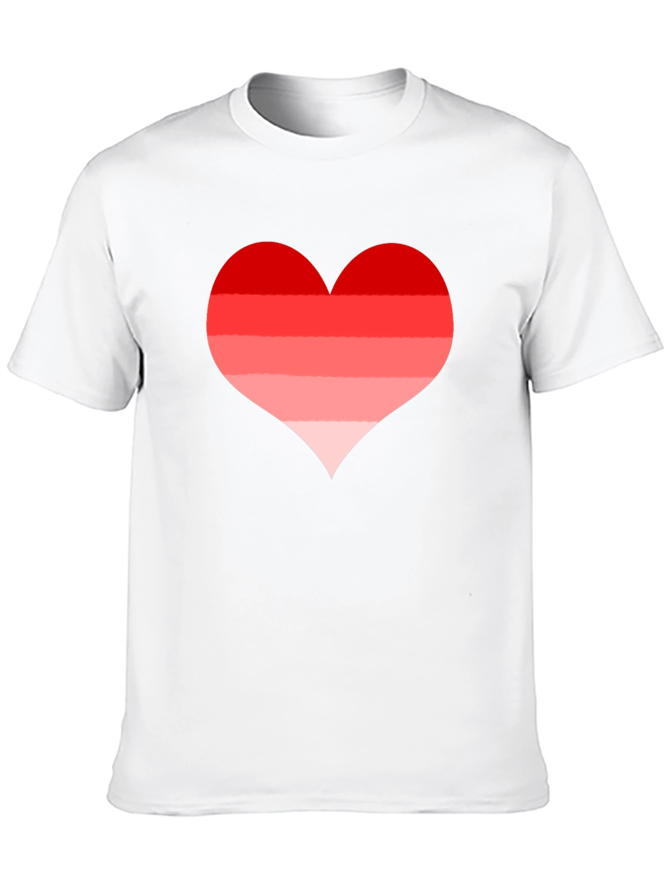 Red Striped Heart Tee - Casual Black T-Shirt