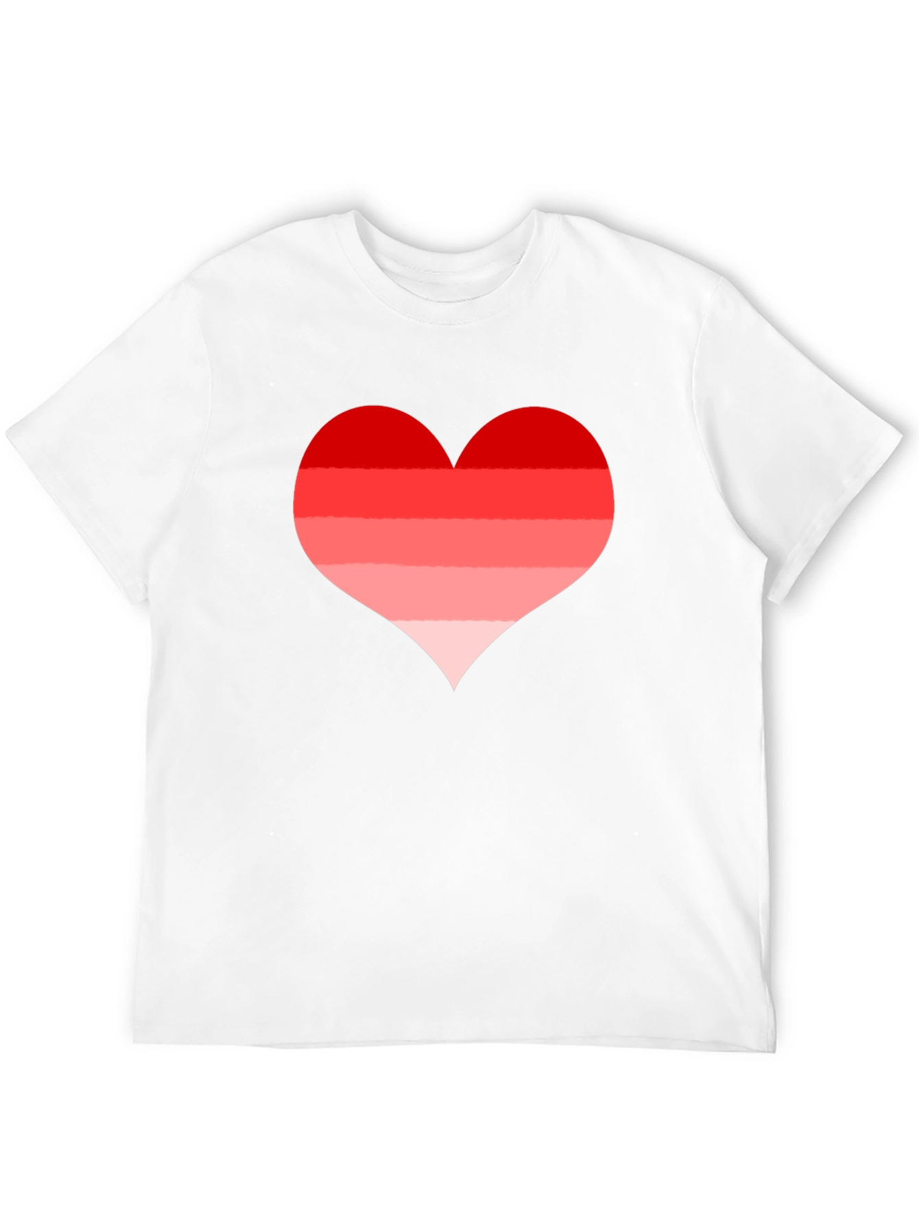 Red Striped Heart Tee - Casual Black T-Shirt