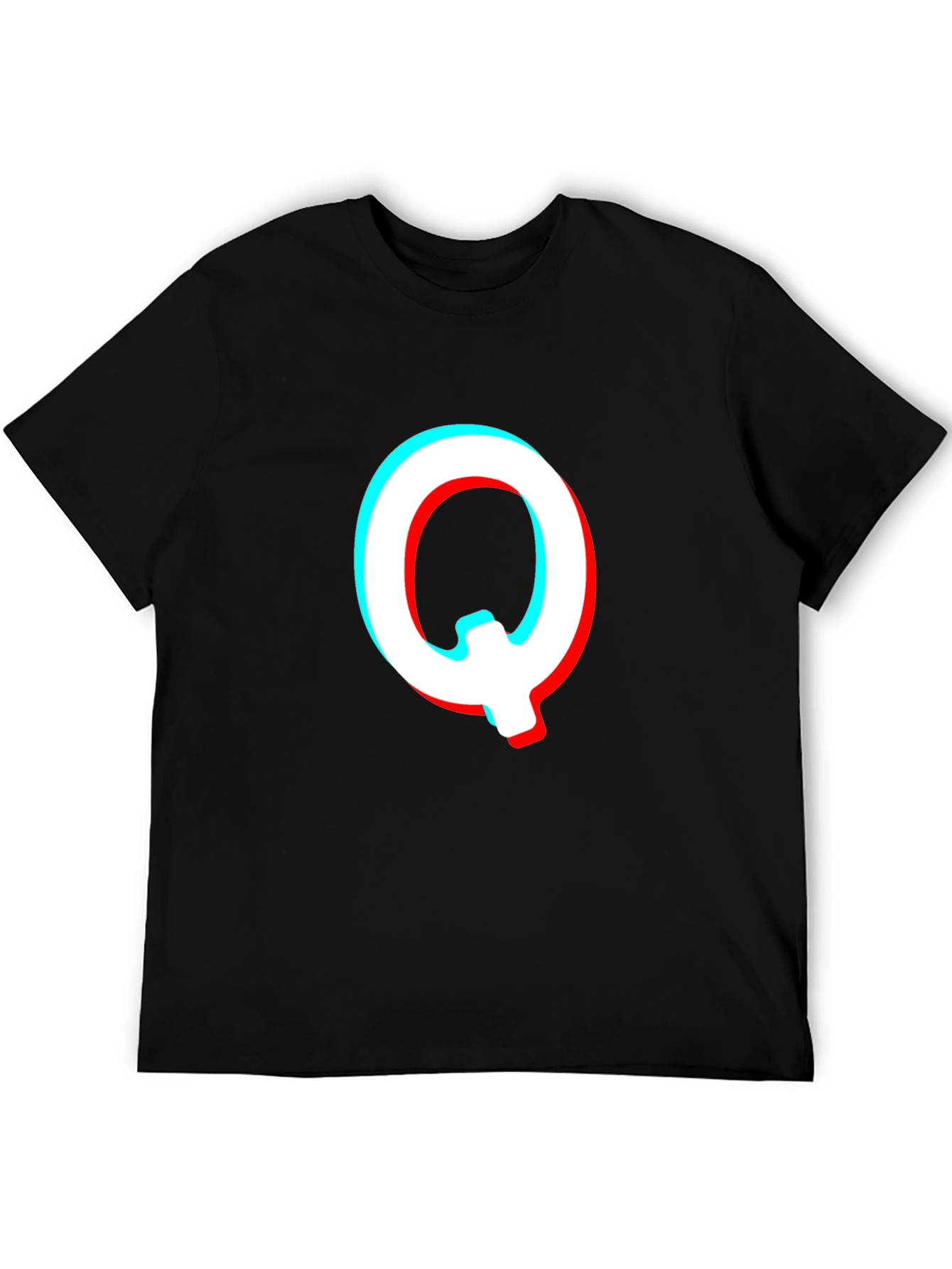 Letter Q Glitch Effect Graphic T-Shirt