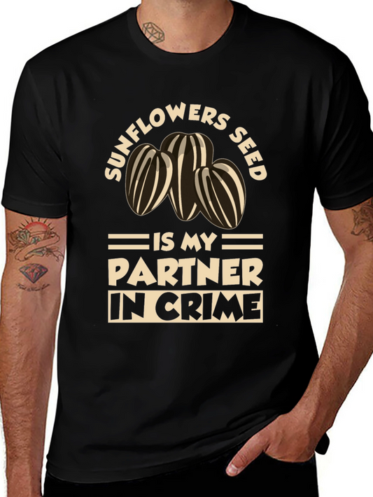 Sunflower Seed Partner in Crime Black T-Shirt