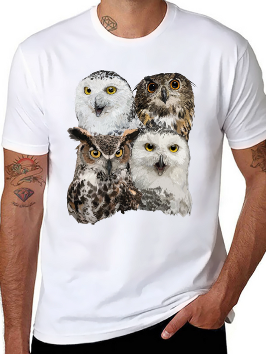 Owl Quartet Graphic T-Shirt - Unique Wildlife Tee