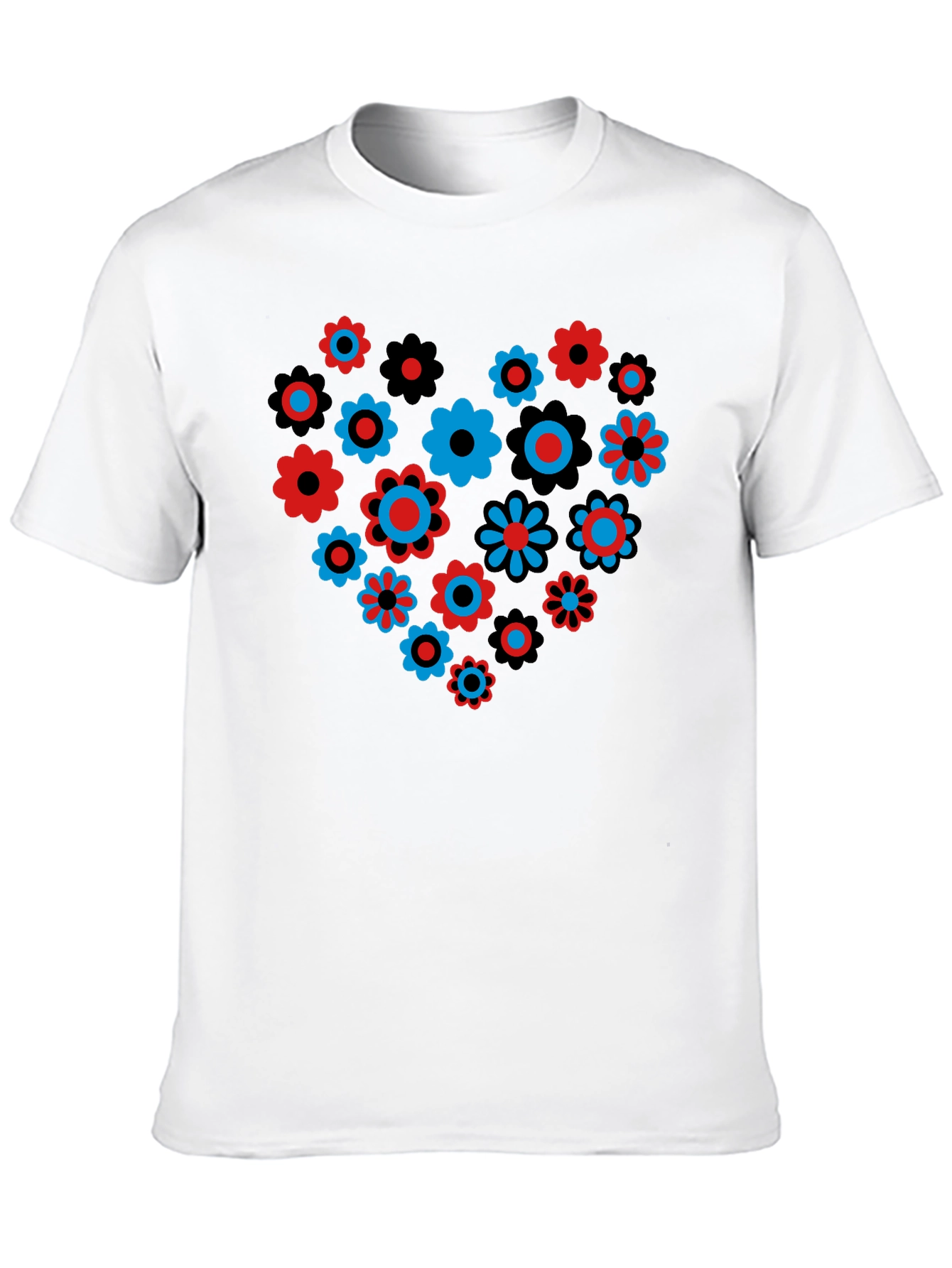 Floral Heart Graphic T-Shirt - Black