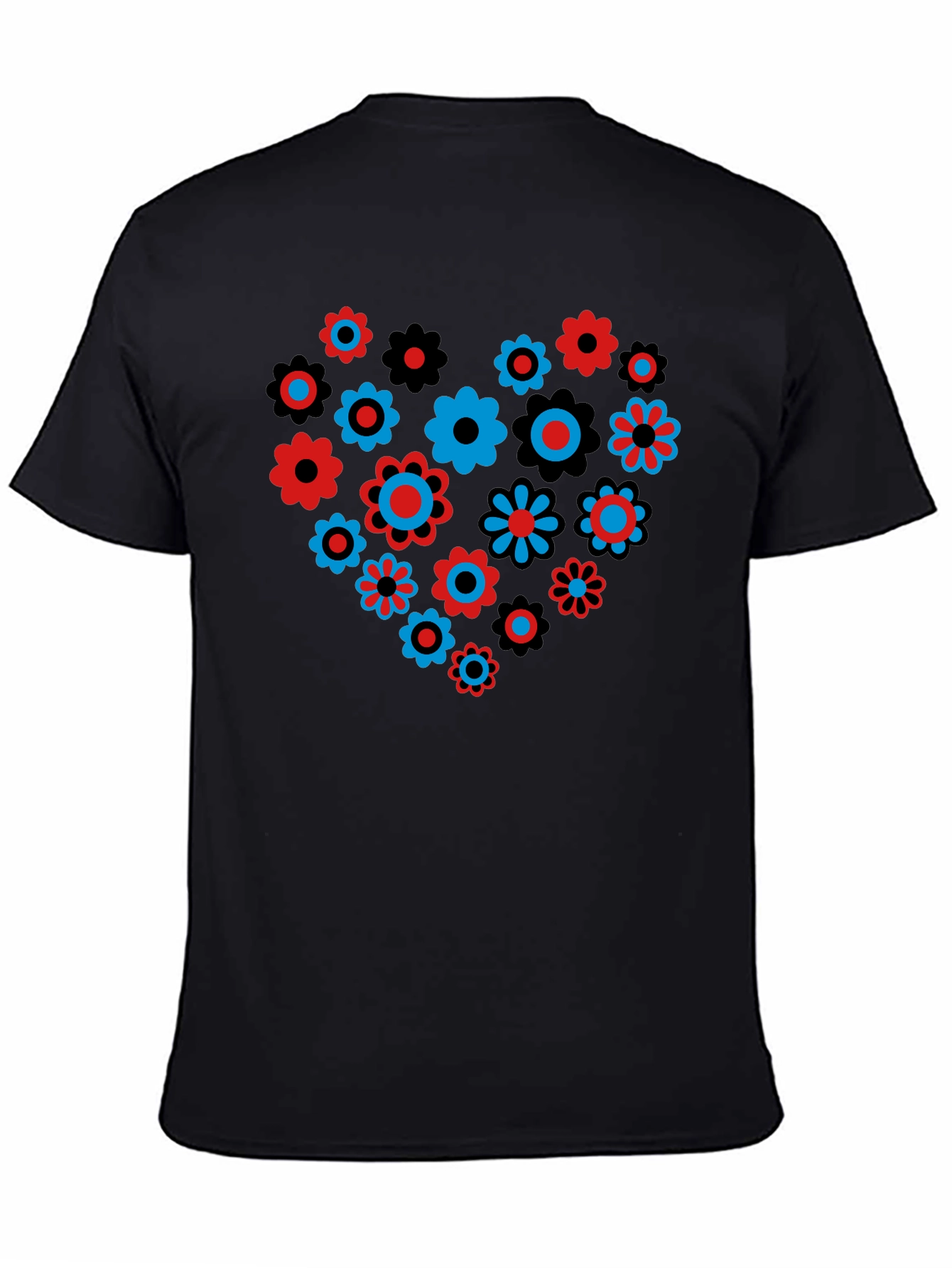 Floral Heart Graphic T-Shirt - Black