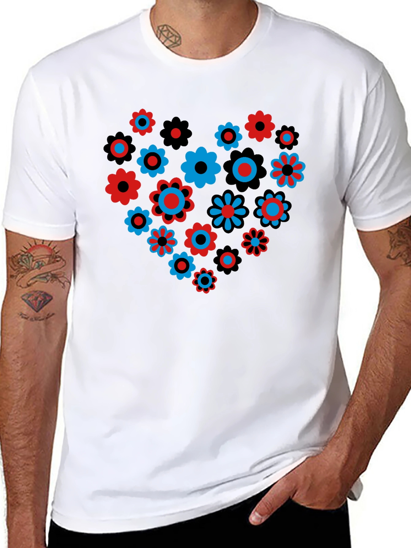 Floral Heart Graphic T-Shirt - Black