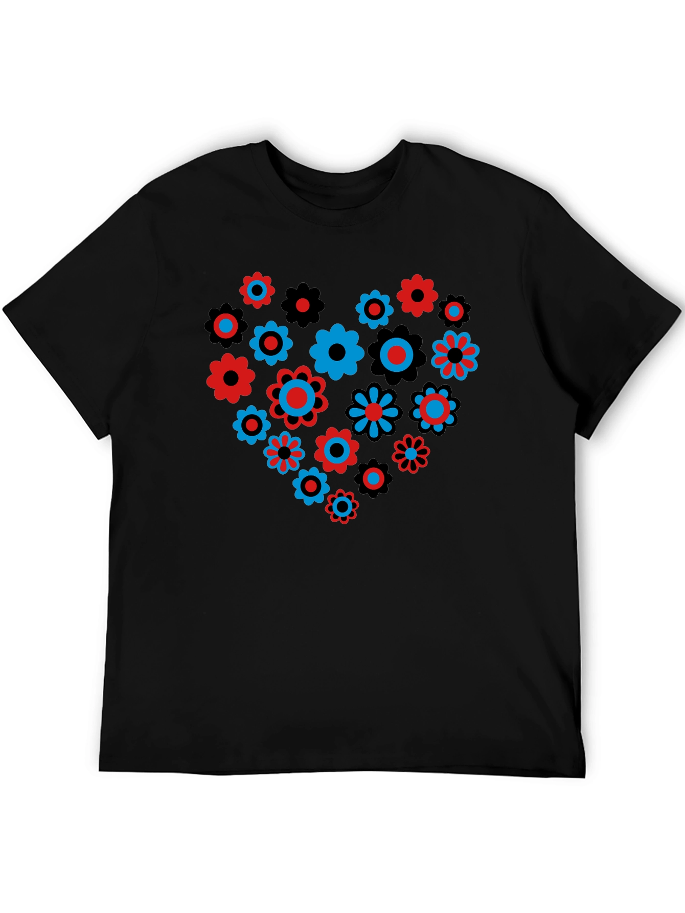Floral Heart Graphic T-Shirt - Black
