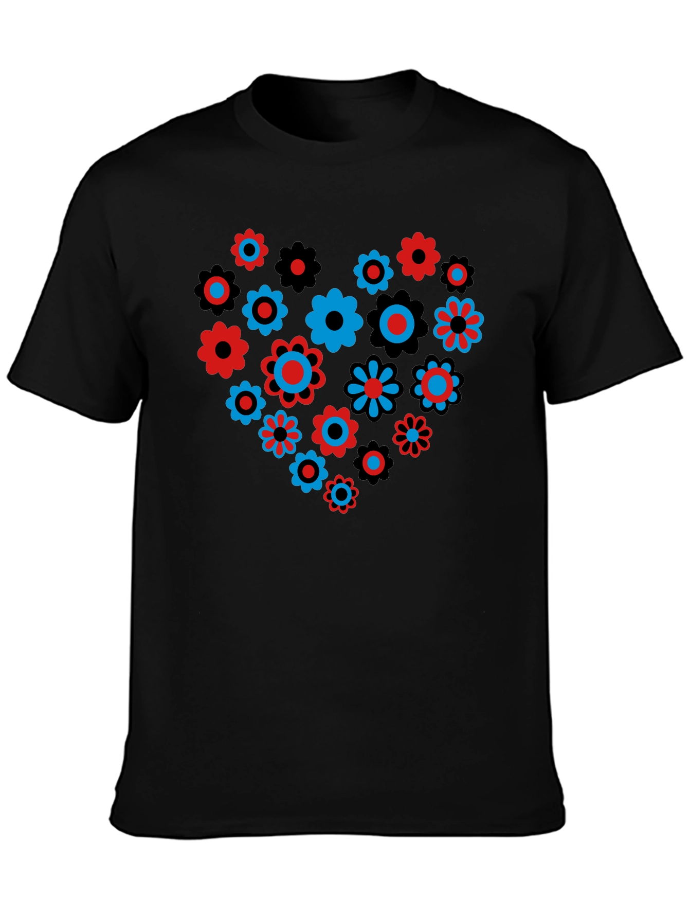 Floral Heart Graphic T-Shirt - Black