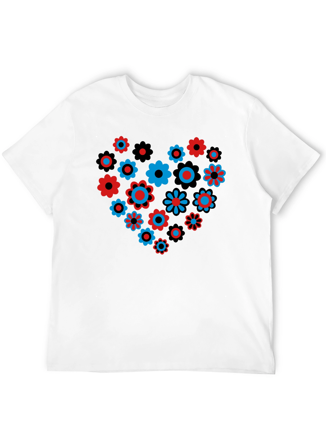 Floral Heart Graphic T-Shirt - Black