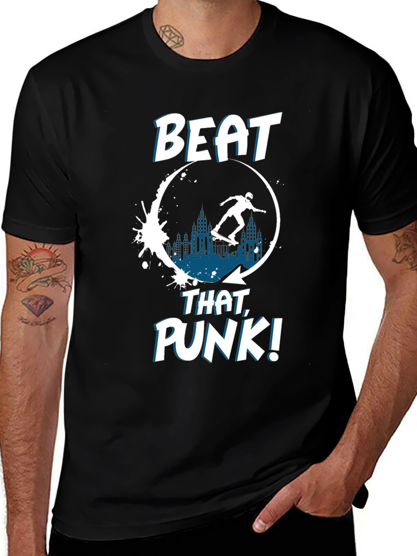 Beat That Punk! Skater Graphic T-Shirt