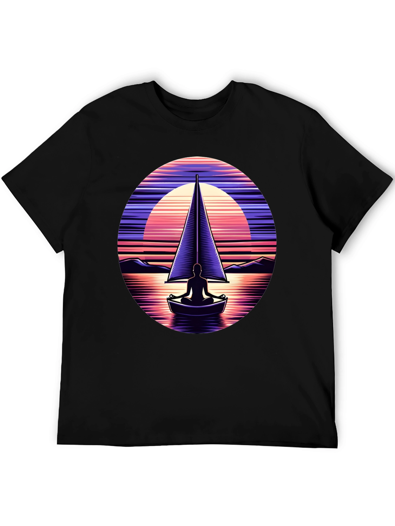 Sunset Sailboat Meditation Graphic Tee