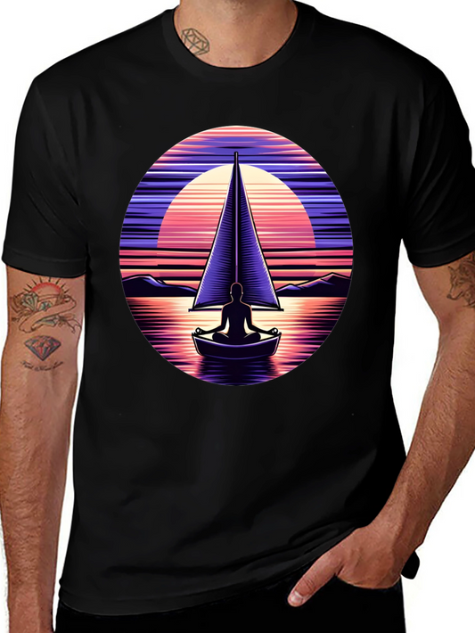 Sunset Sailboat Meditation Graphic Tee