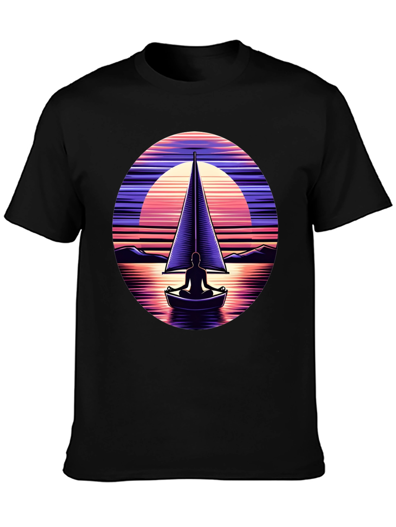 Sunset Sailboat Meditation Graphic Tee