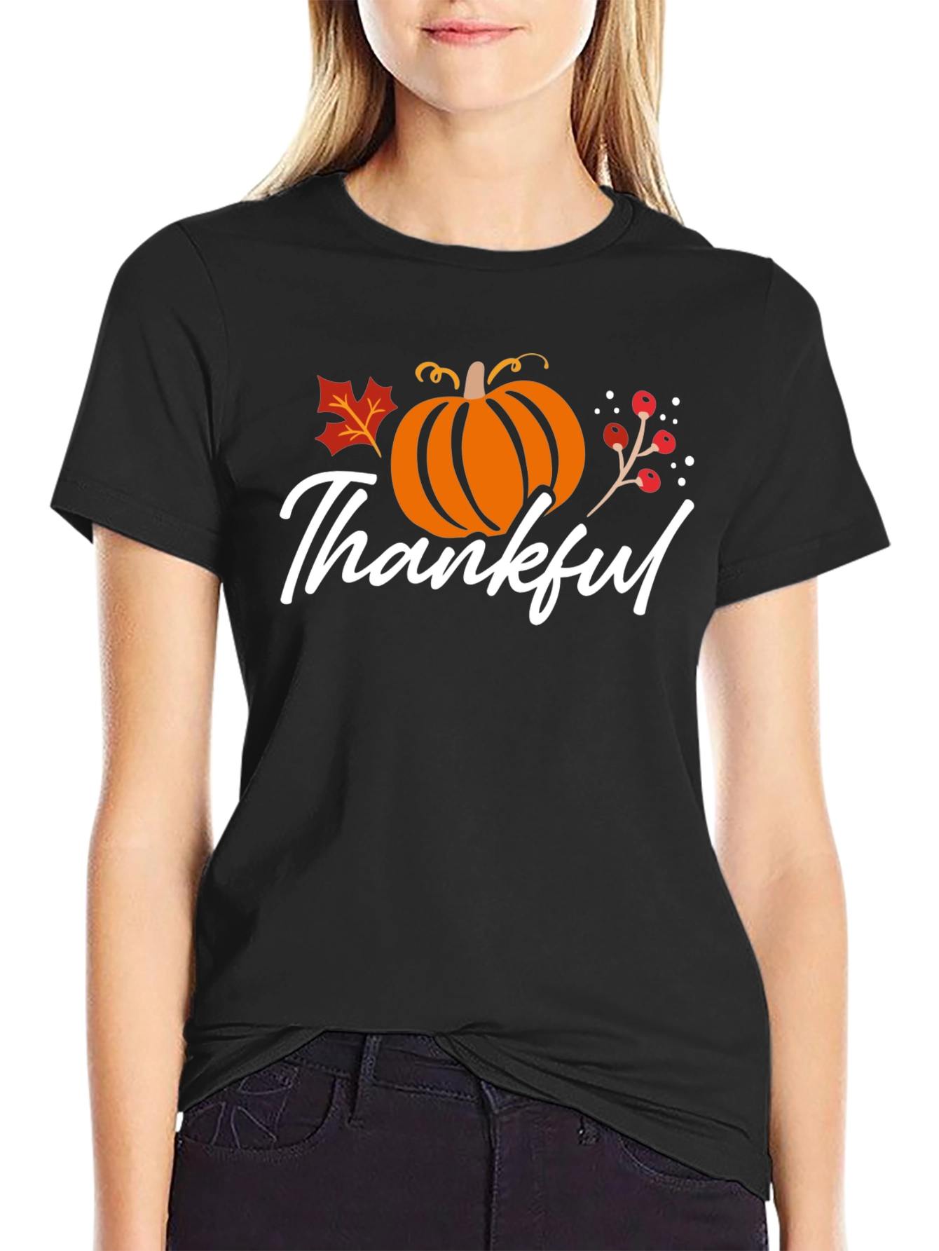 Thankful Fall Pumpkin Graphic T-Shirt
