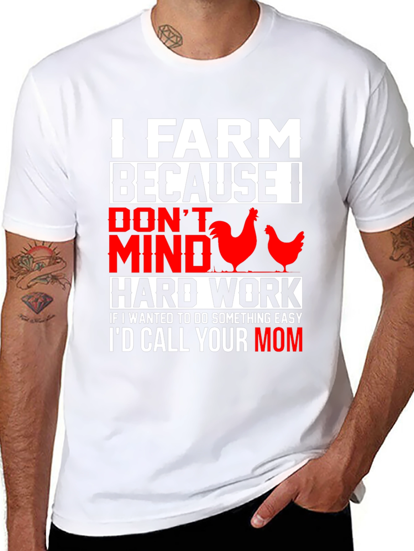 I Farm Because T-Shirt: Funny Farmer Gift