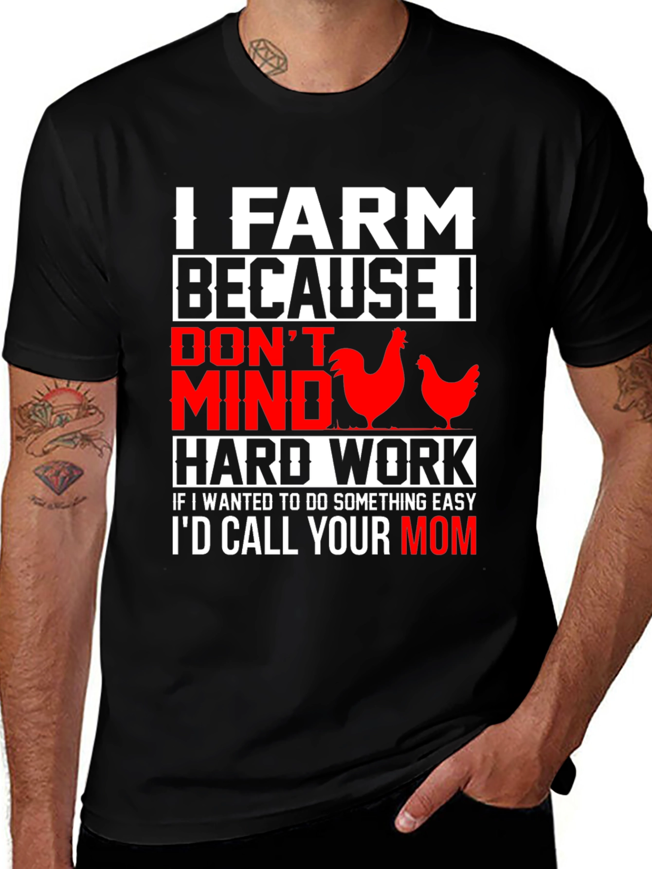 I Farm Because T-Shirt: Funny Farmer Gift