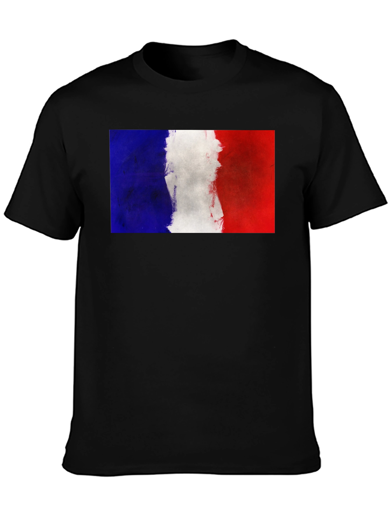 French Flag Graphic Tee - Black Casual T-Shirt