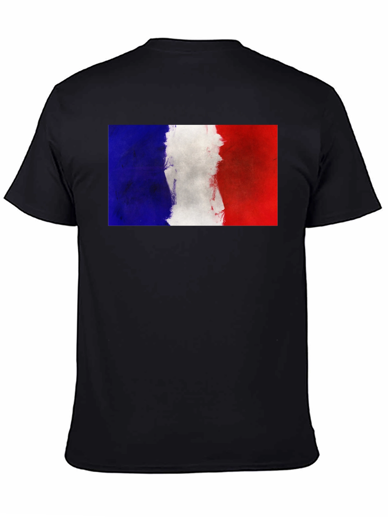 French Flag Graphic Tee - Black Casual T-Shirt