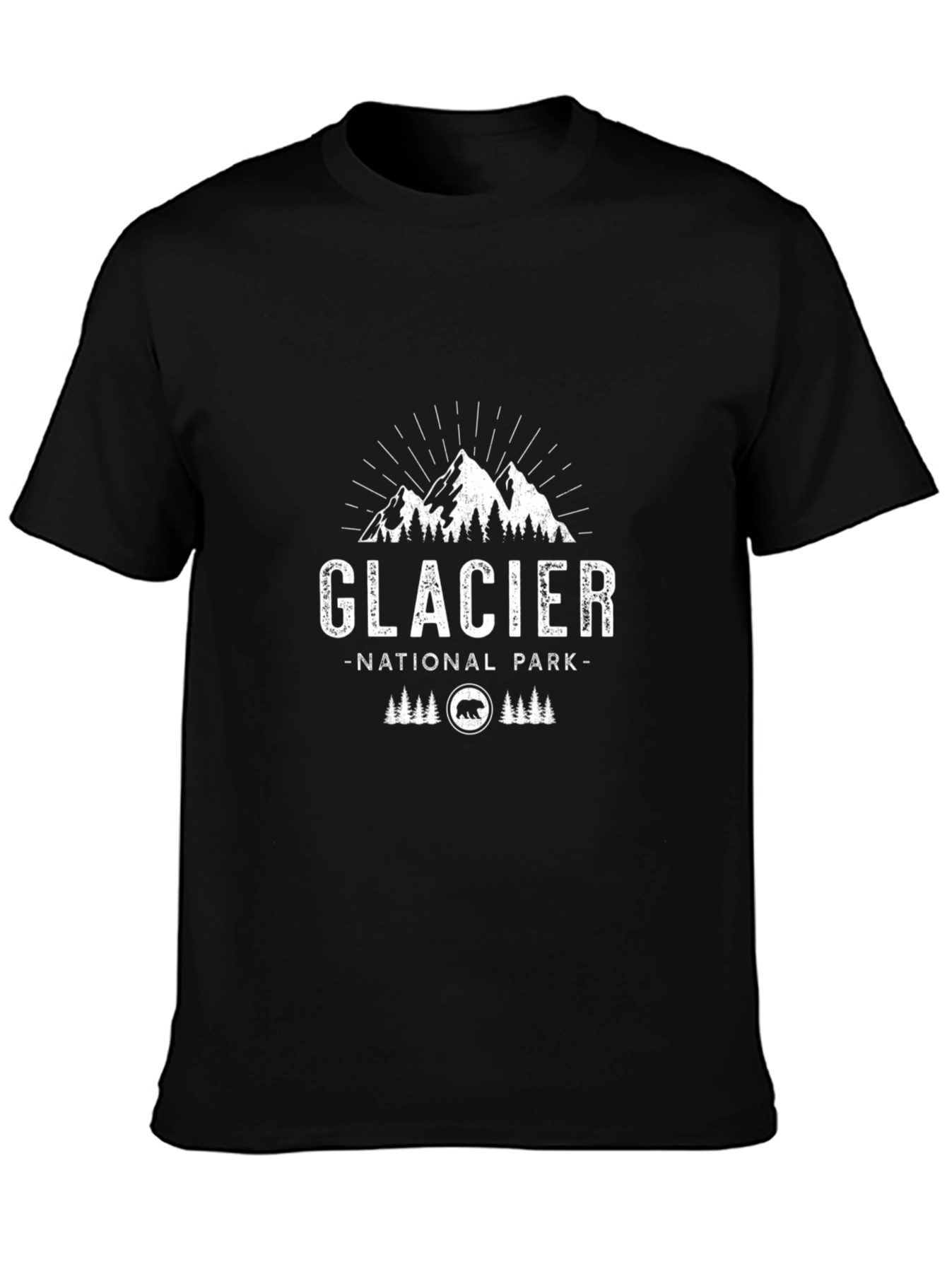 Glacier National Park Graphic Tee - Black Cotton T-Shirt