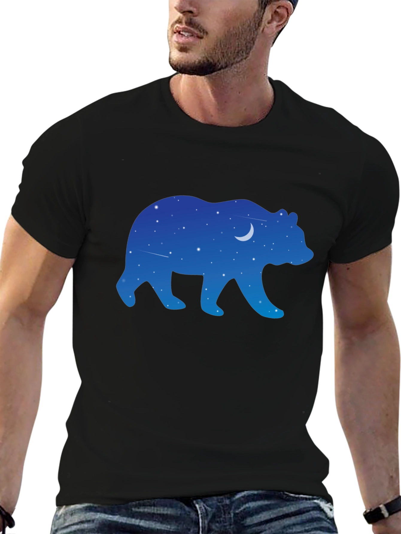 Night Sky Bear Graphic Tee - Black