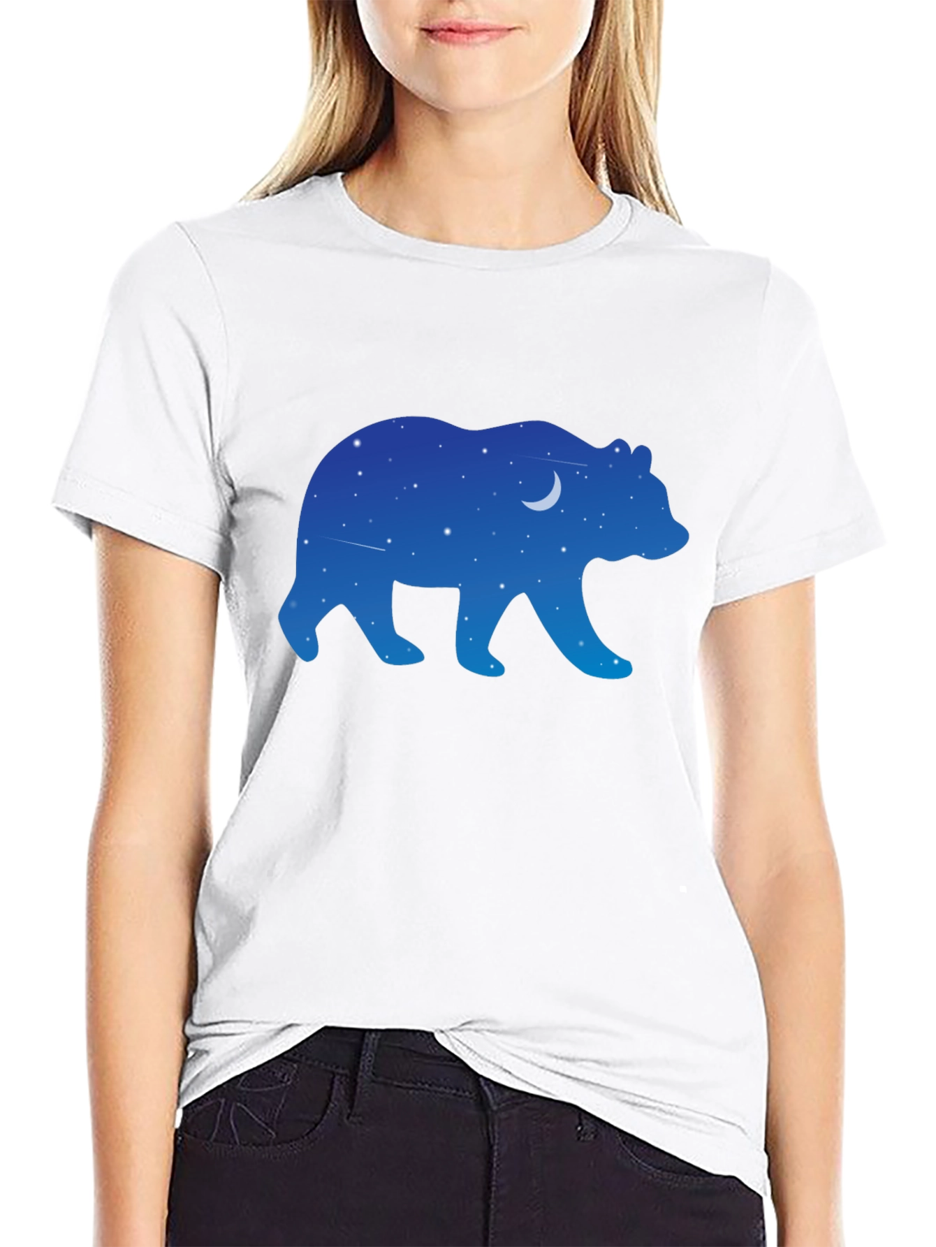 Night Sky Bear Graphic Tee - Black