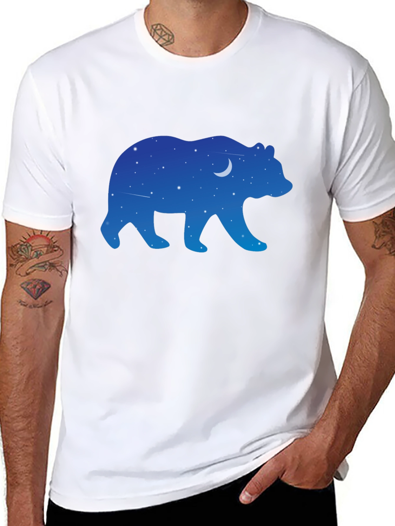 Night Sky Bear Graphic Tee - Black