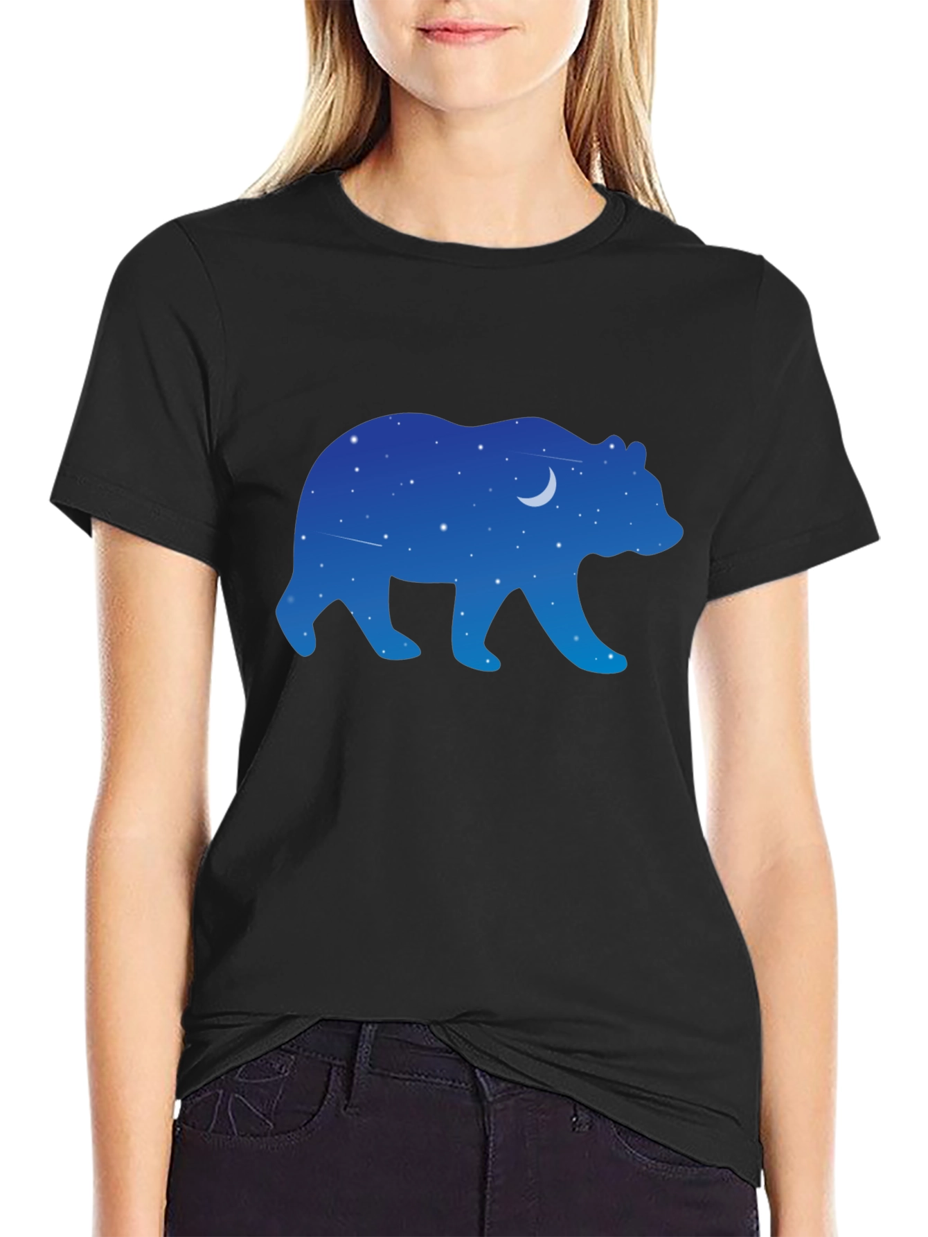 Night Sky Bear Graphic Tee - Black
