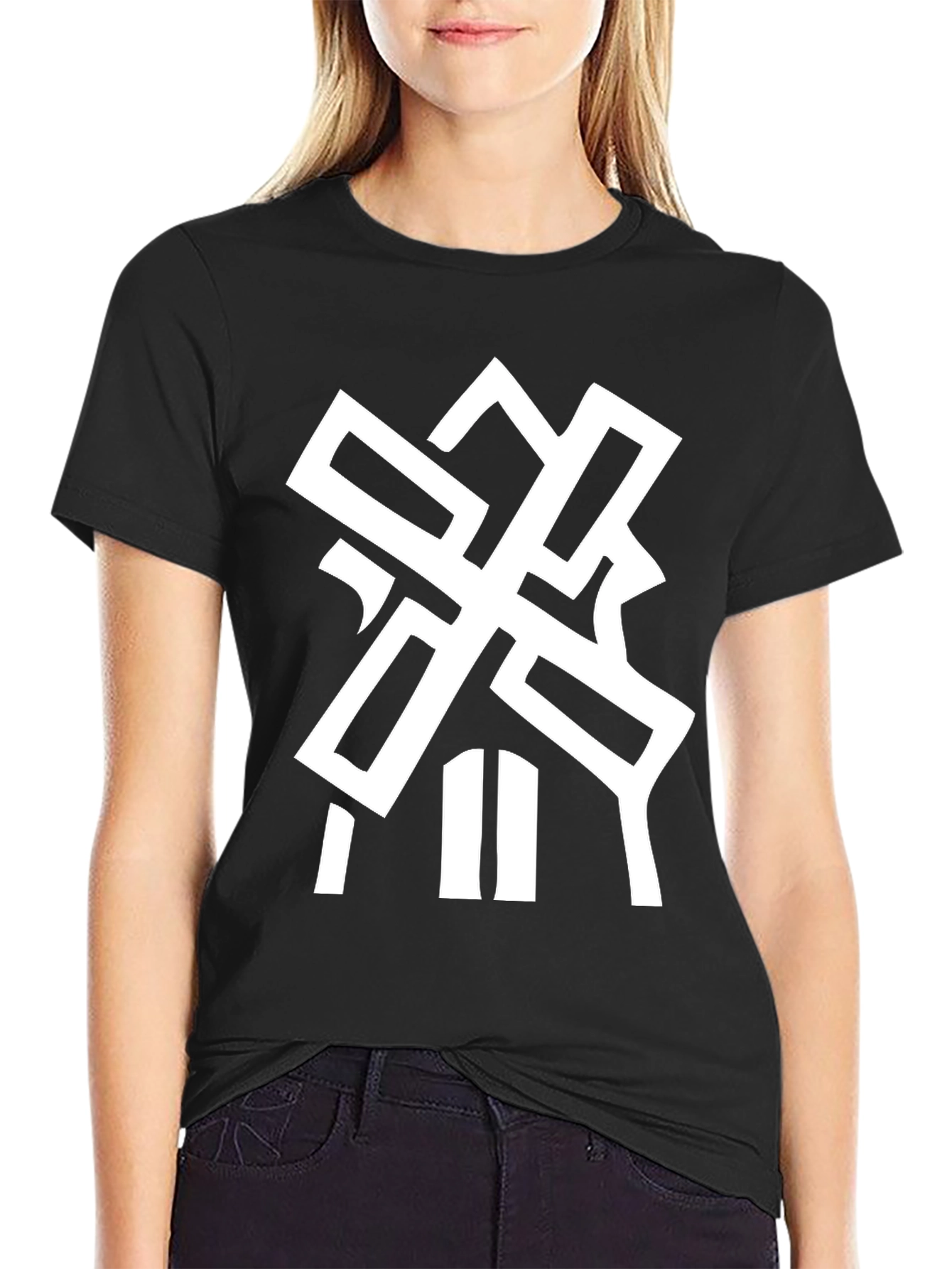 Graphic Print Millennial Windmill Black T-Shirt