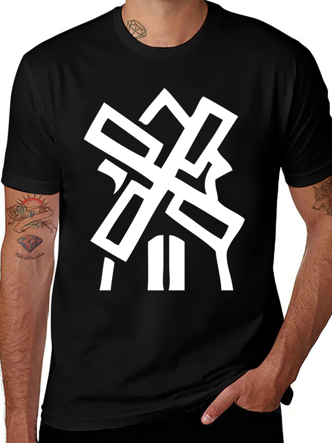 Graphic Print Millennial Windmill Black T-Shirt