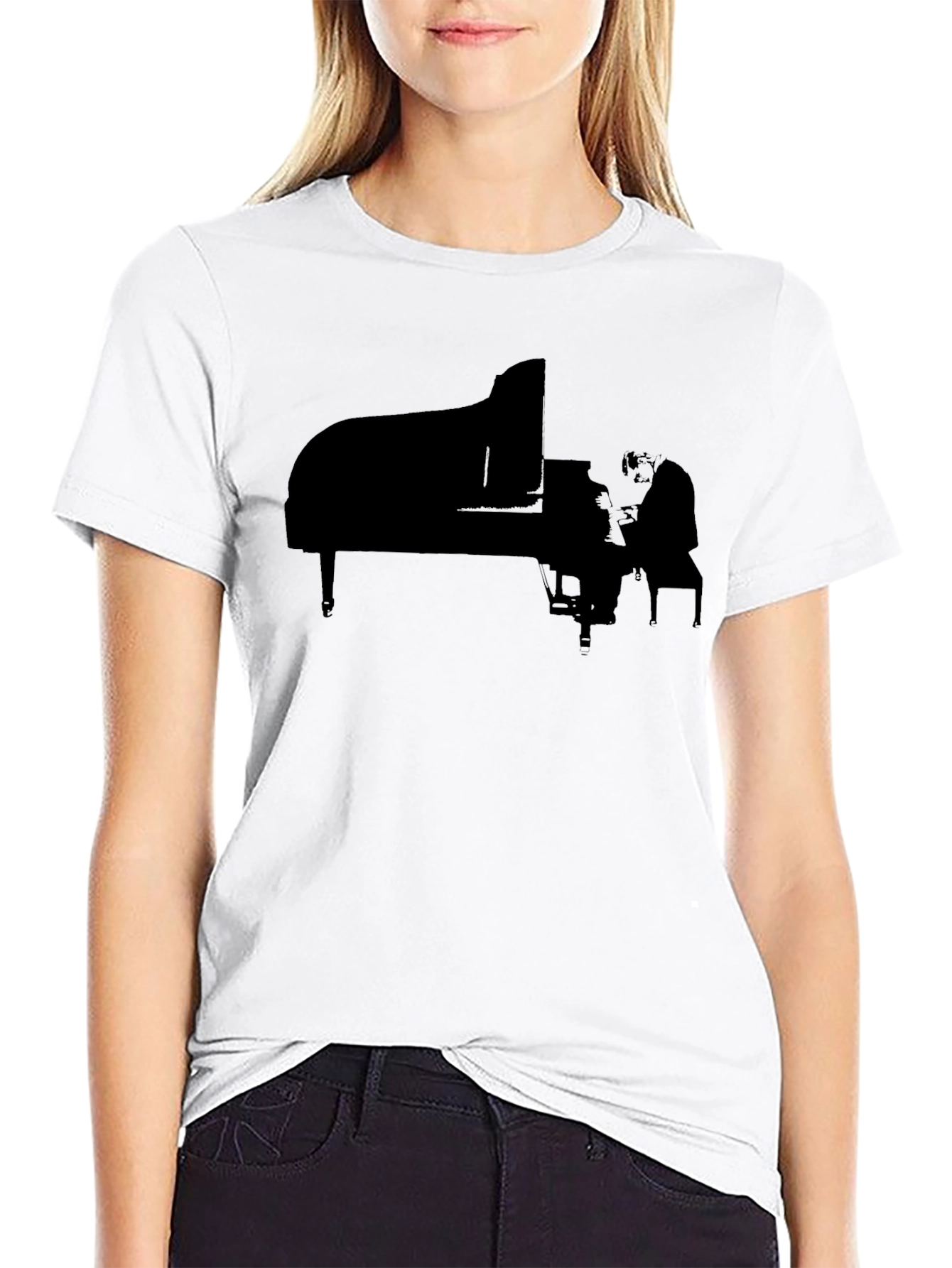 Piano Player Graphic Tee - Black