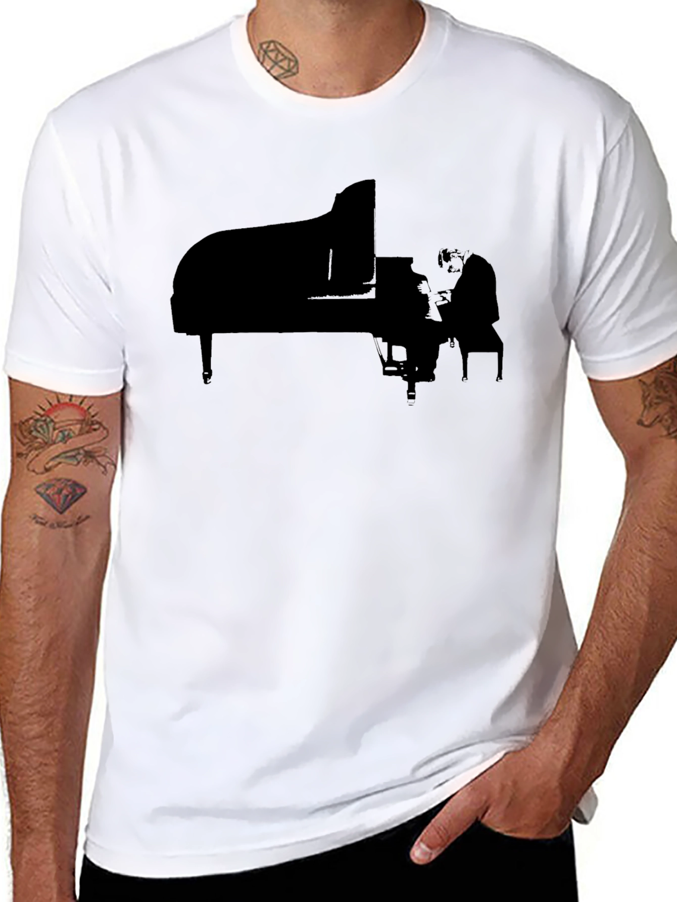 Piano Player Graphic Tee - Black
