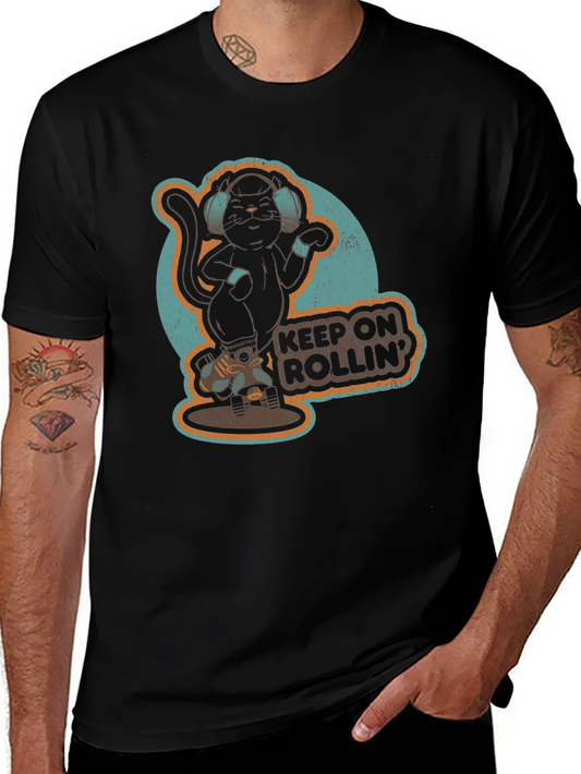 Cool Cat Roller Skating Graphic Tee