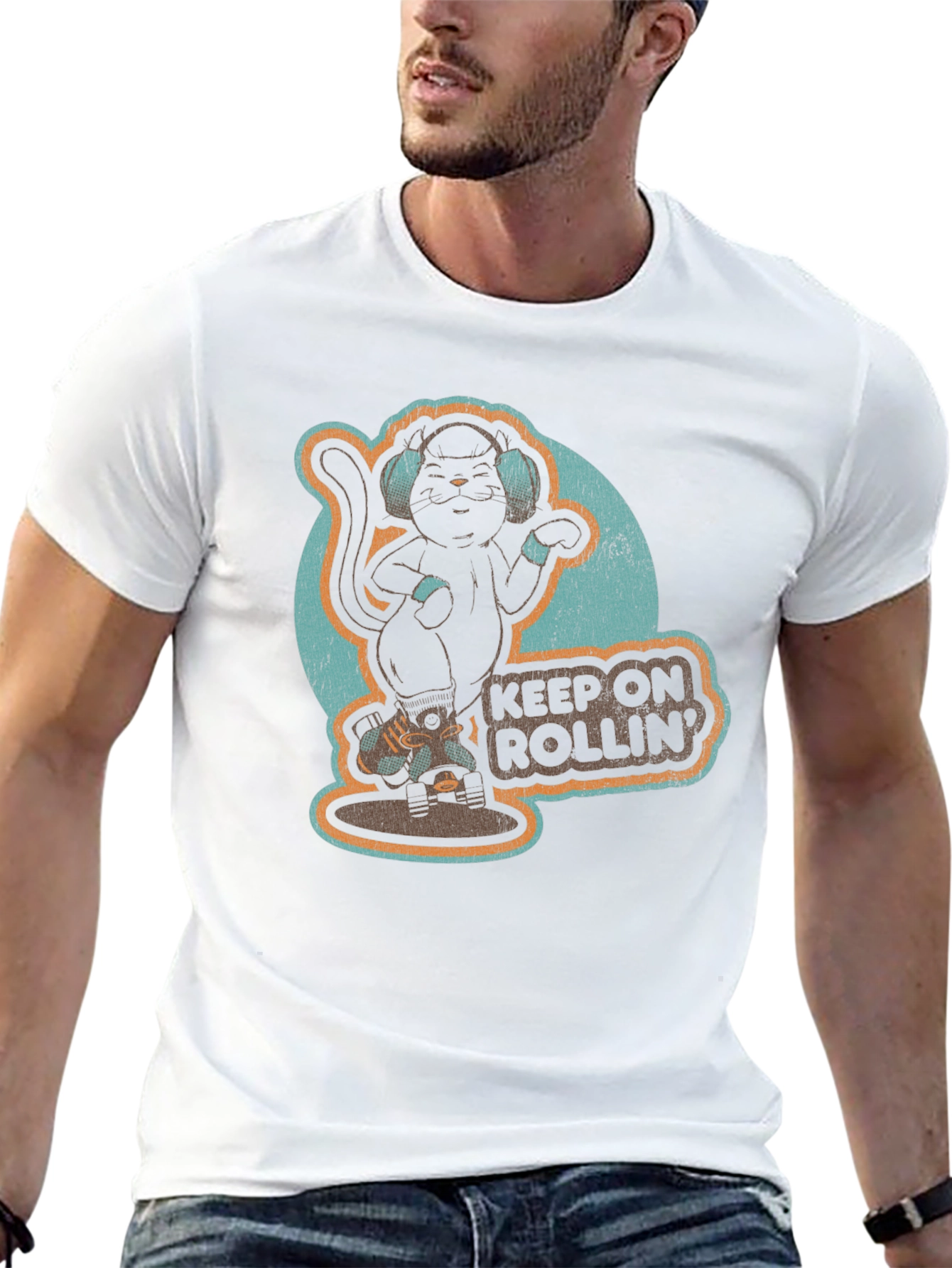 Cool Cat Roller Skating Graphic Tee