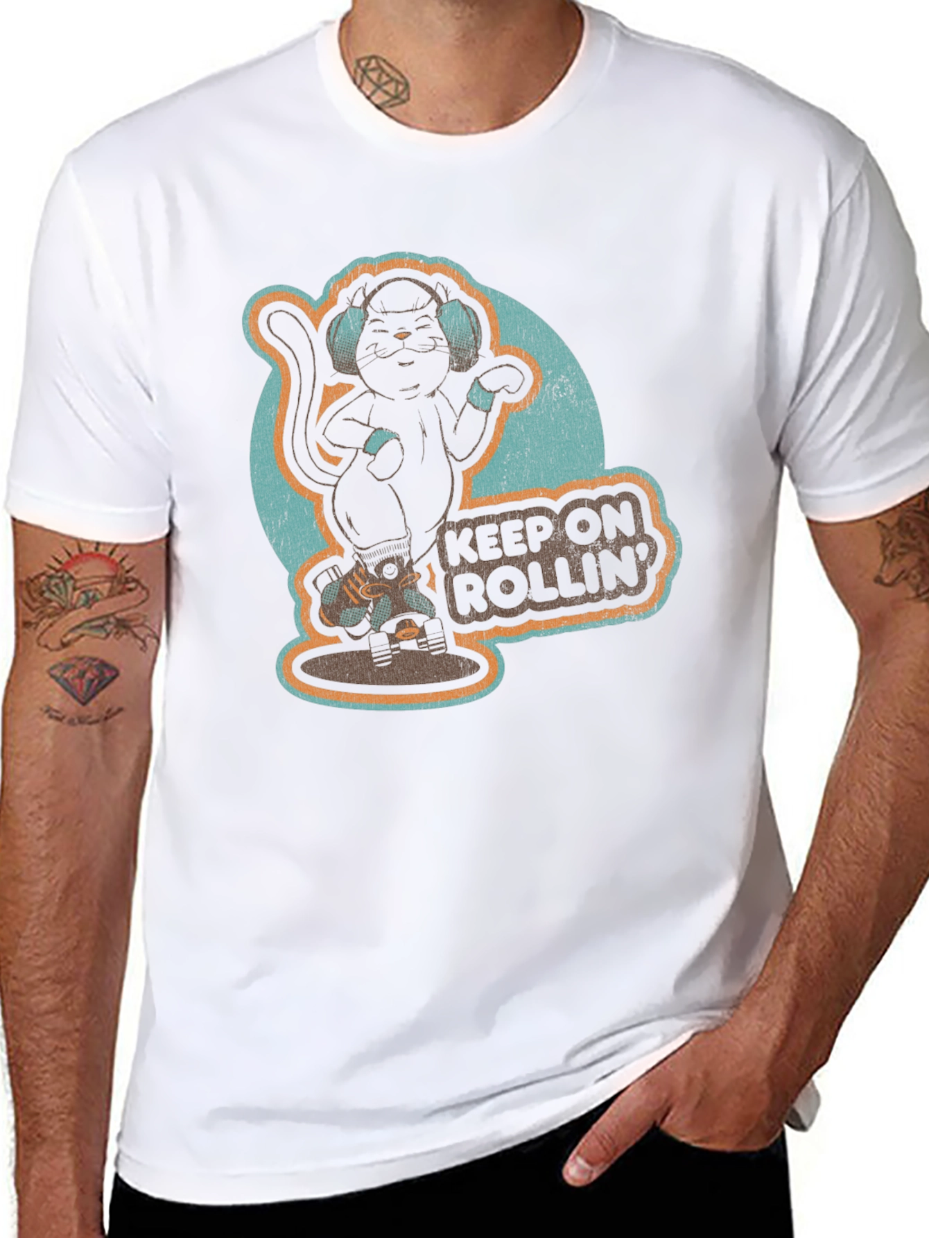 Cool Cat Roller Skating Graphic Tee