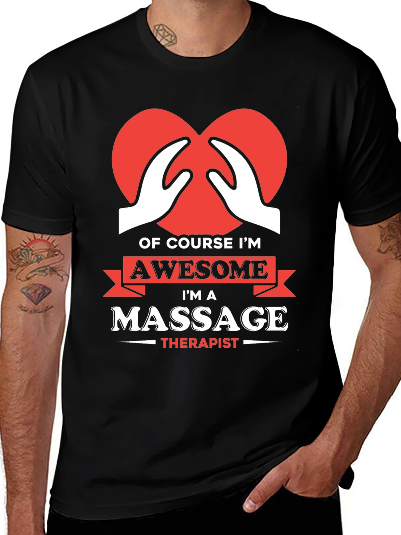 Awesome Massage Therapist T-Shirt - Heart Hands Design