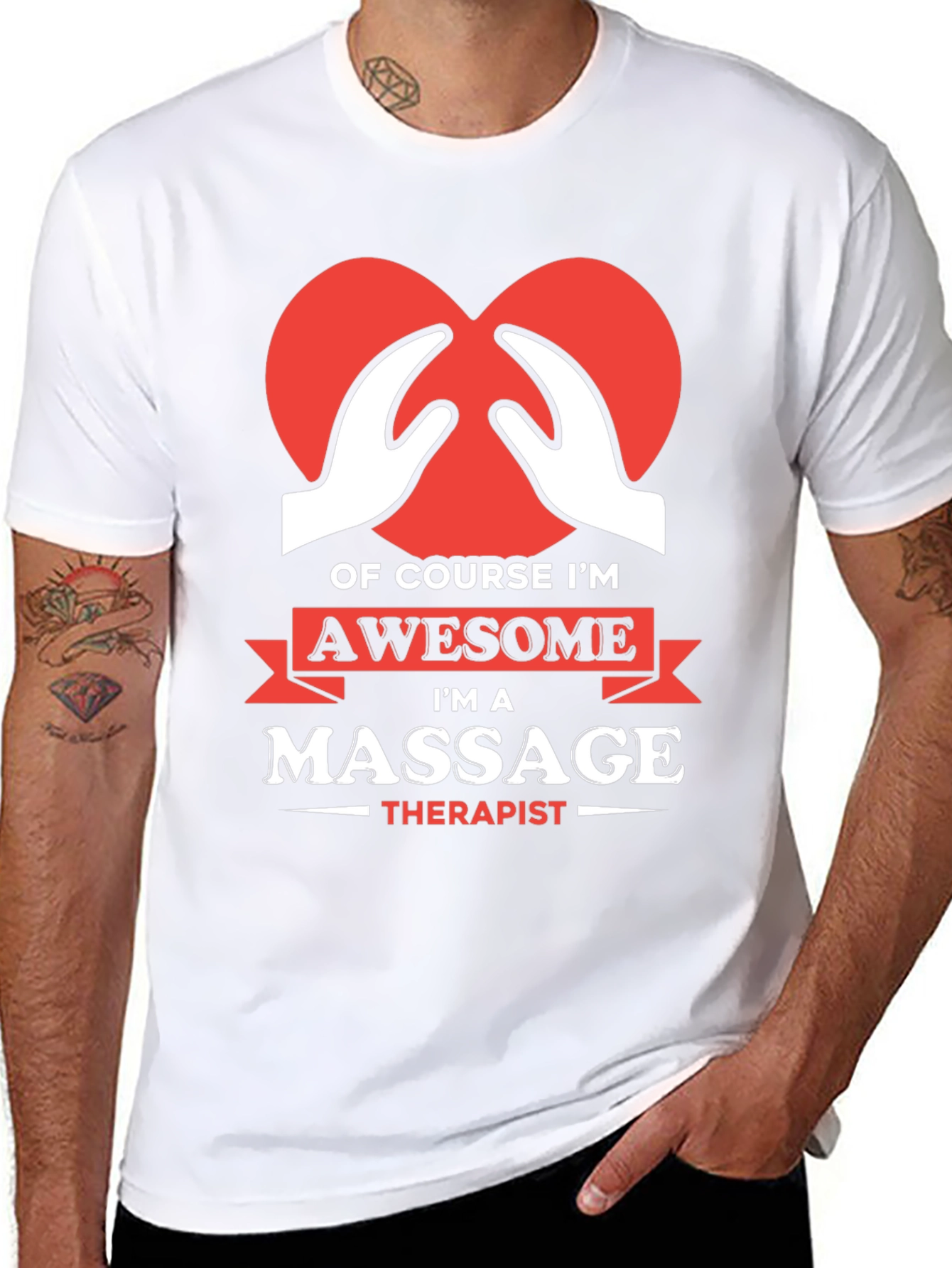 Awesome Massage Therapist T-Shirt - Heart Hands Design