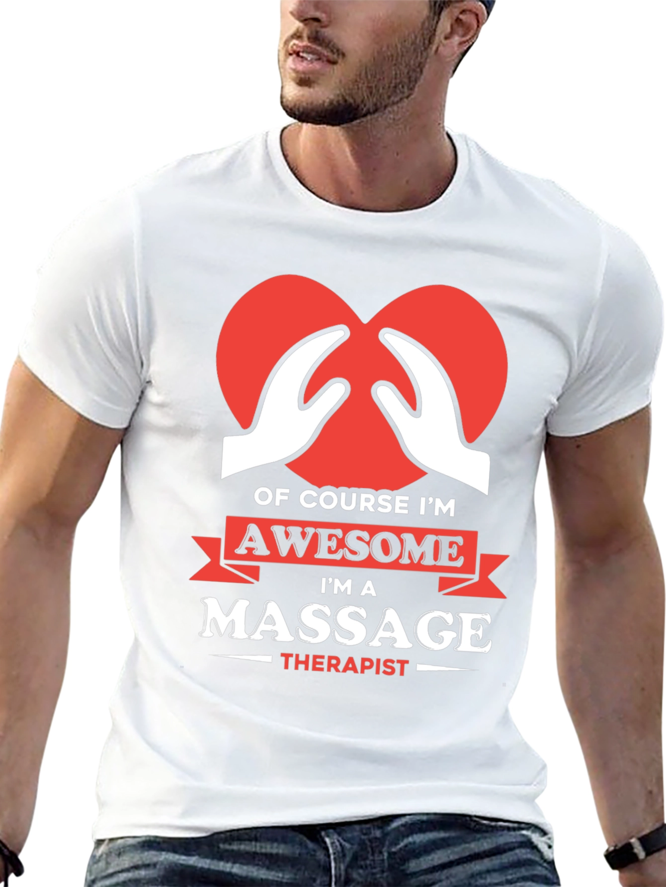 Awesome Massage Therapist T-Shirt - Heart Hands Design