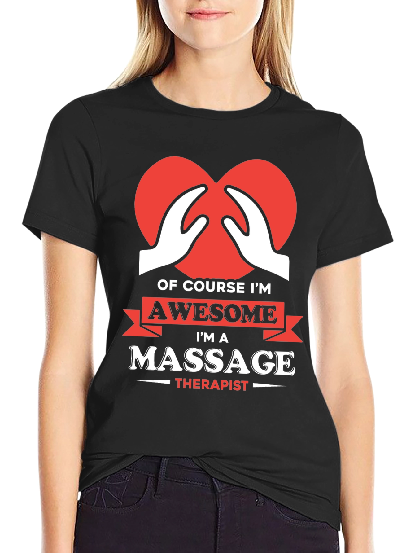 Awesome Massage Therapist T-Shirt - Heart Hands Design