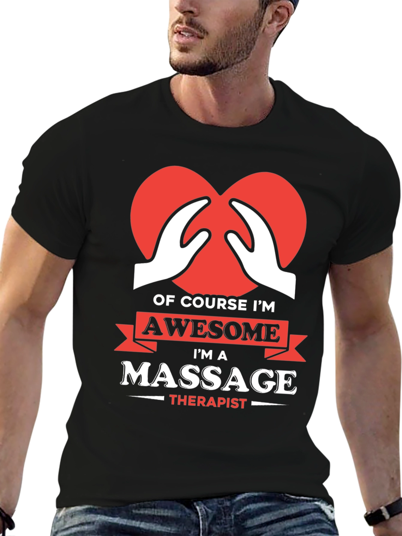 Awesome Massage Therapist T-Shirt - Heart Hands Design