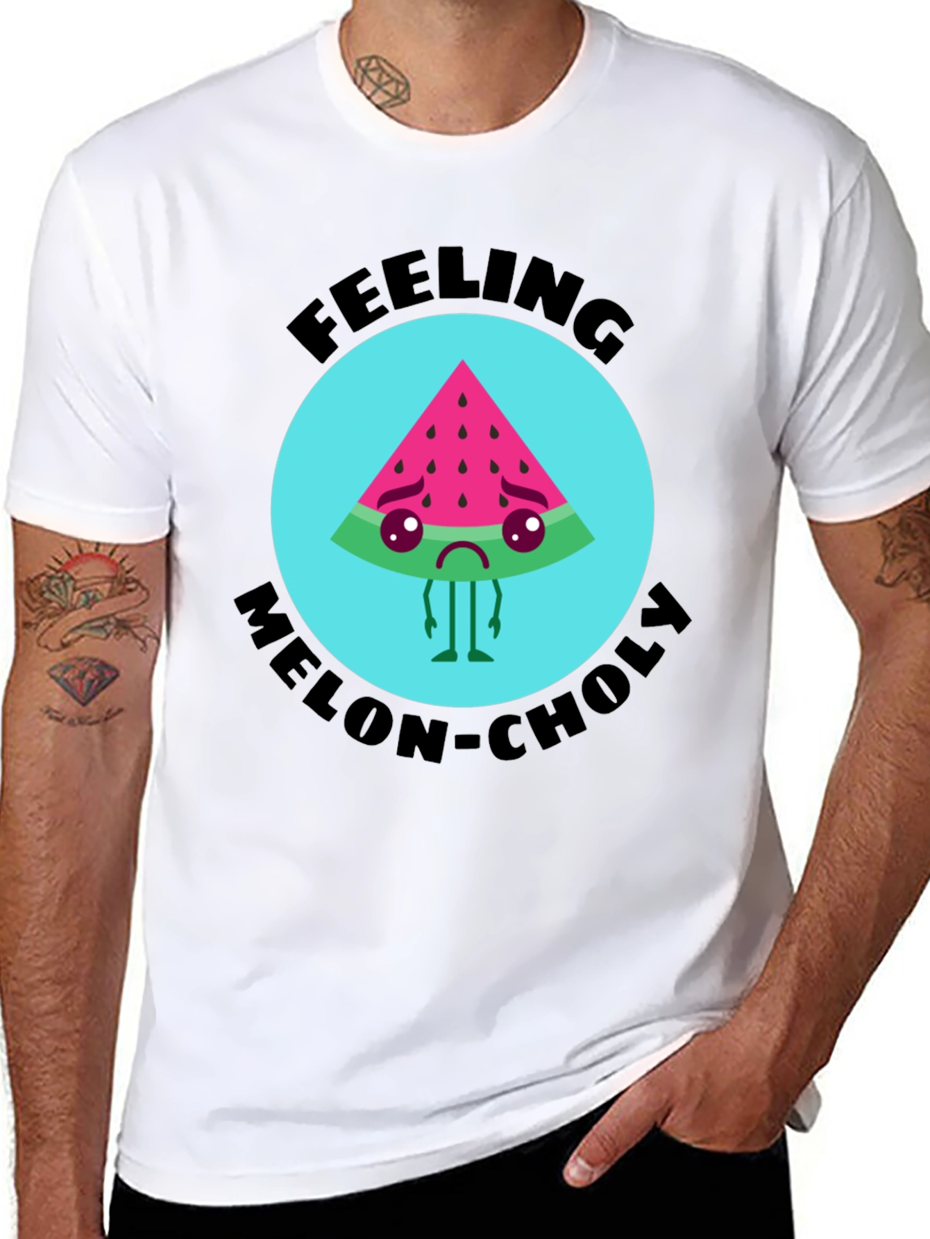 Melon-choly Graphic Tee - Sad Watermelon T-Shirt