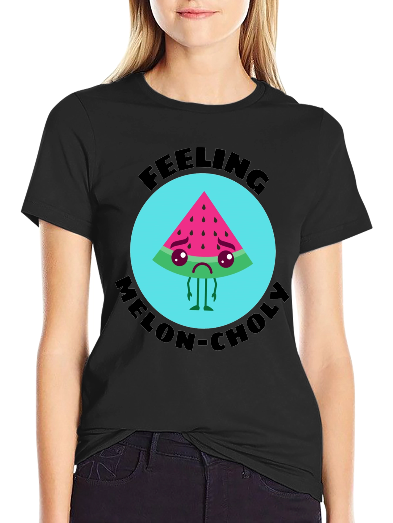 Melon-choly Graphic Tee - Sad Watermelon T-Shirt