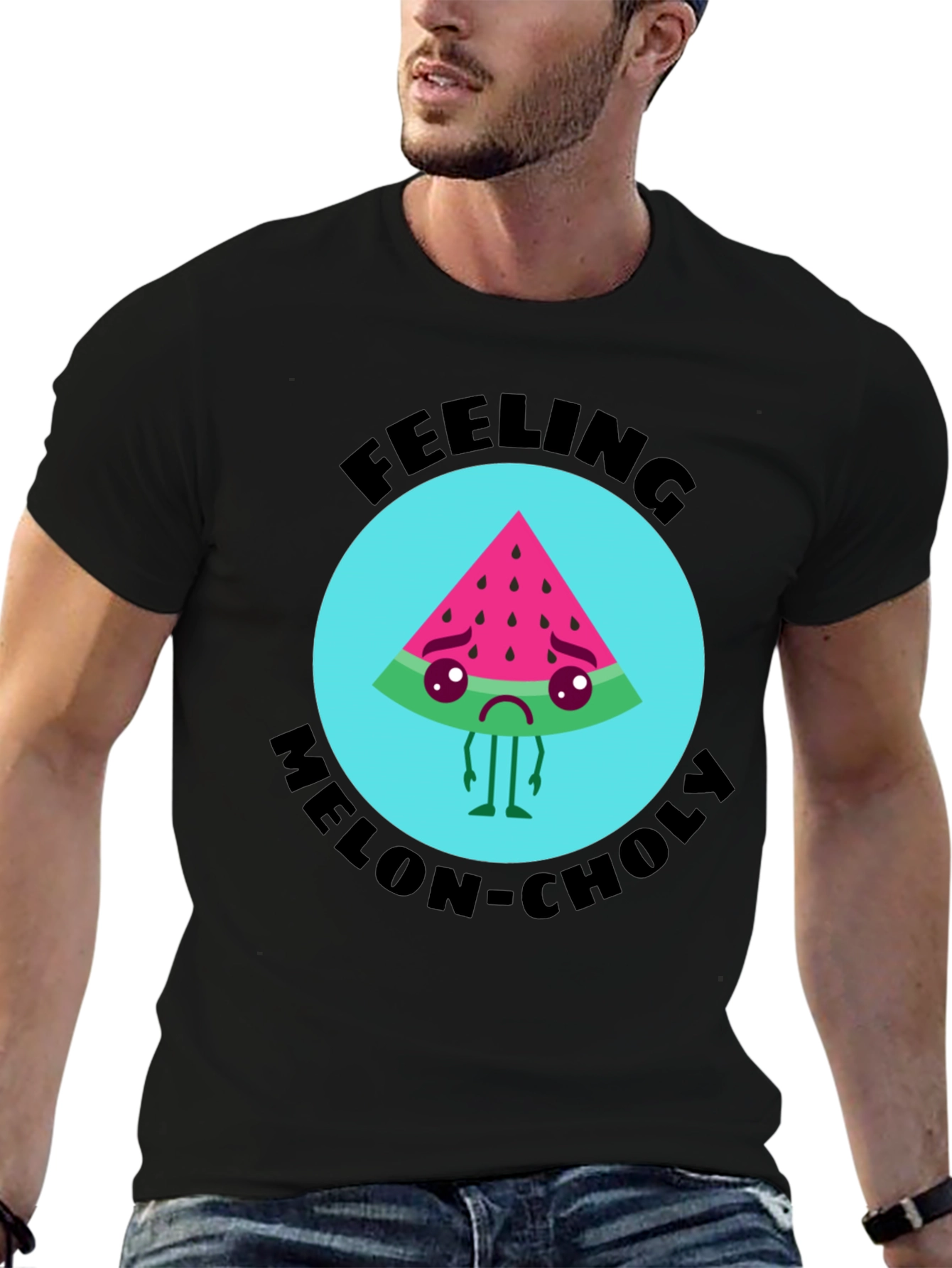 Melon-choly Graphic Tee - Sad Watermelon T-Shirt