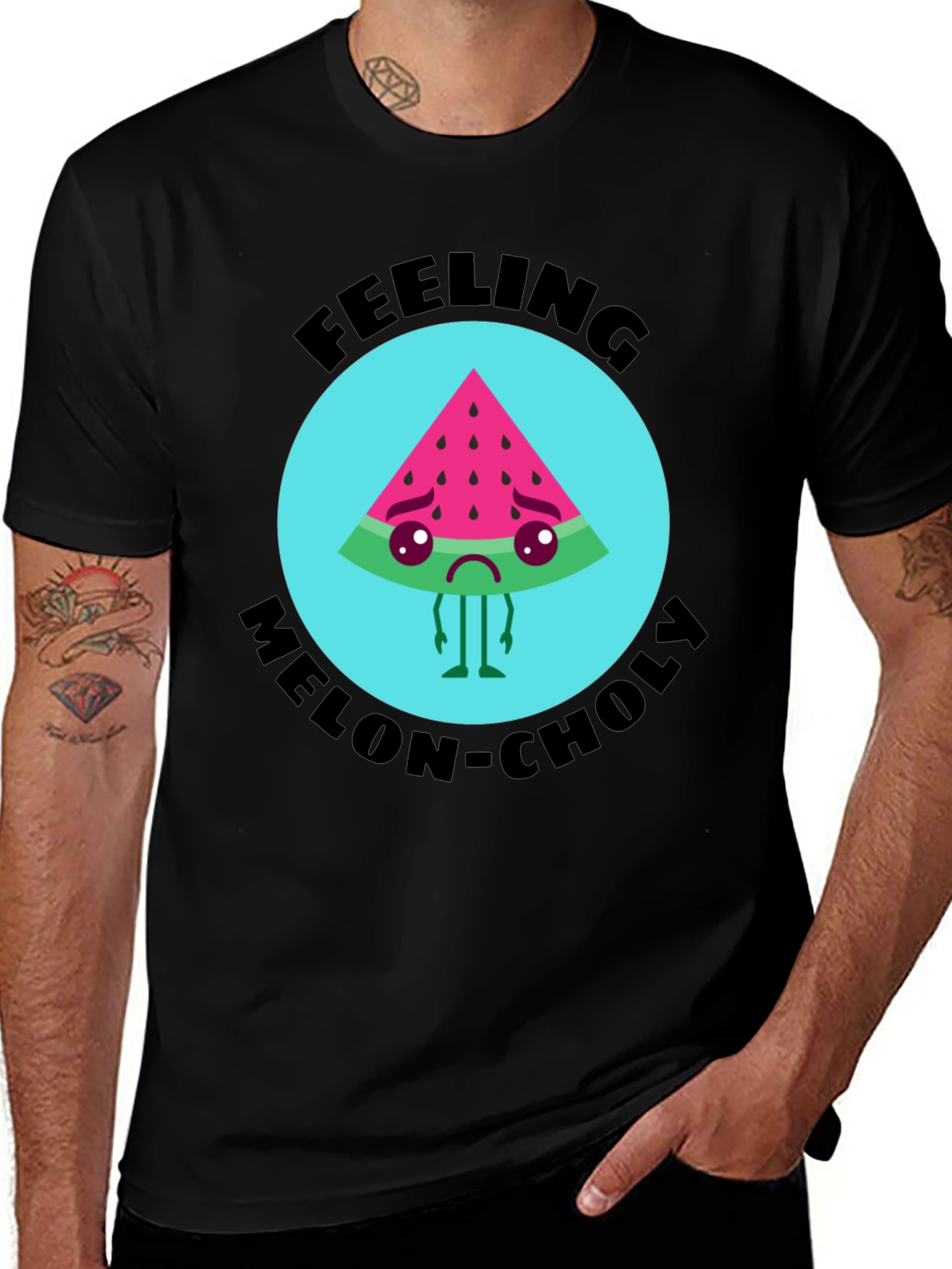 Melon-choly Graphic Tee - Sad Watermelon T-Shirt