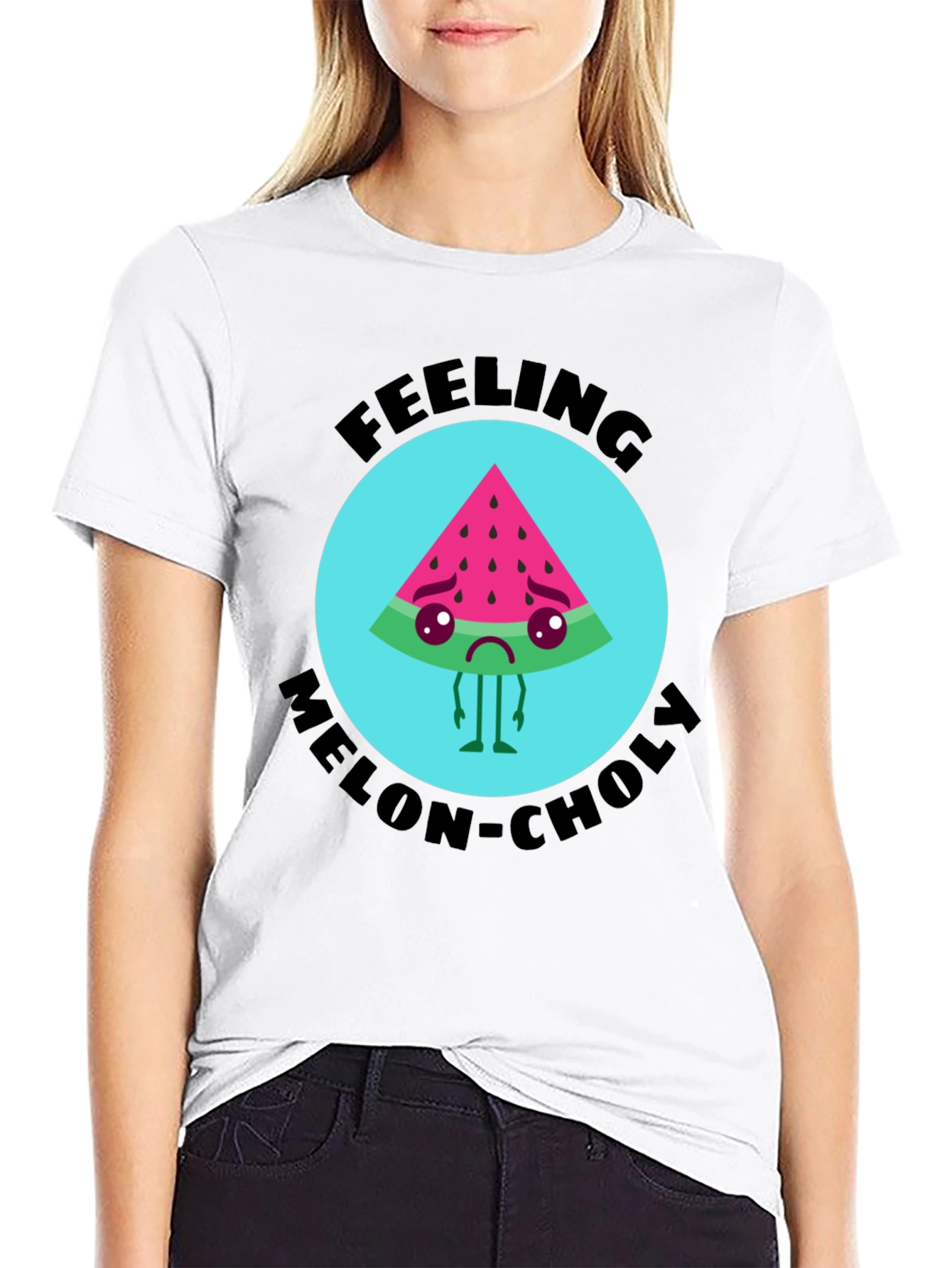 Melon-choly Graphic Tee - Sad Watermelon T-Shirt