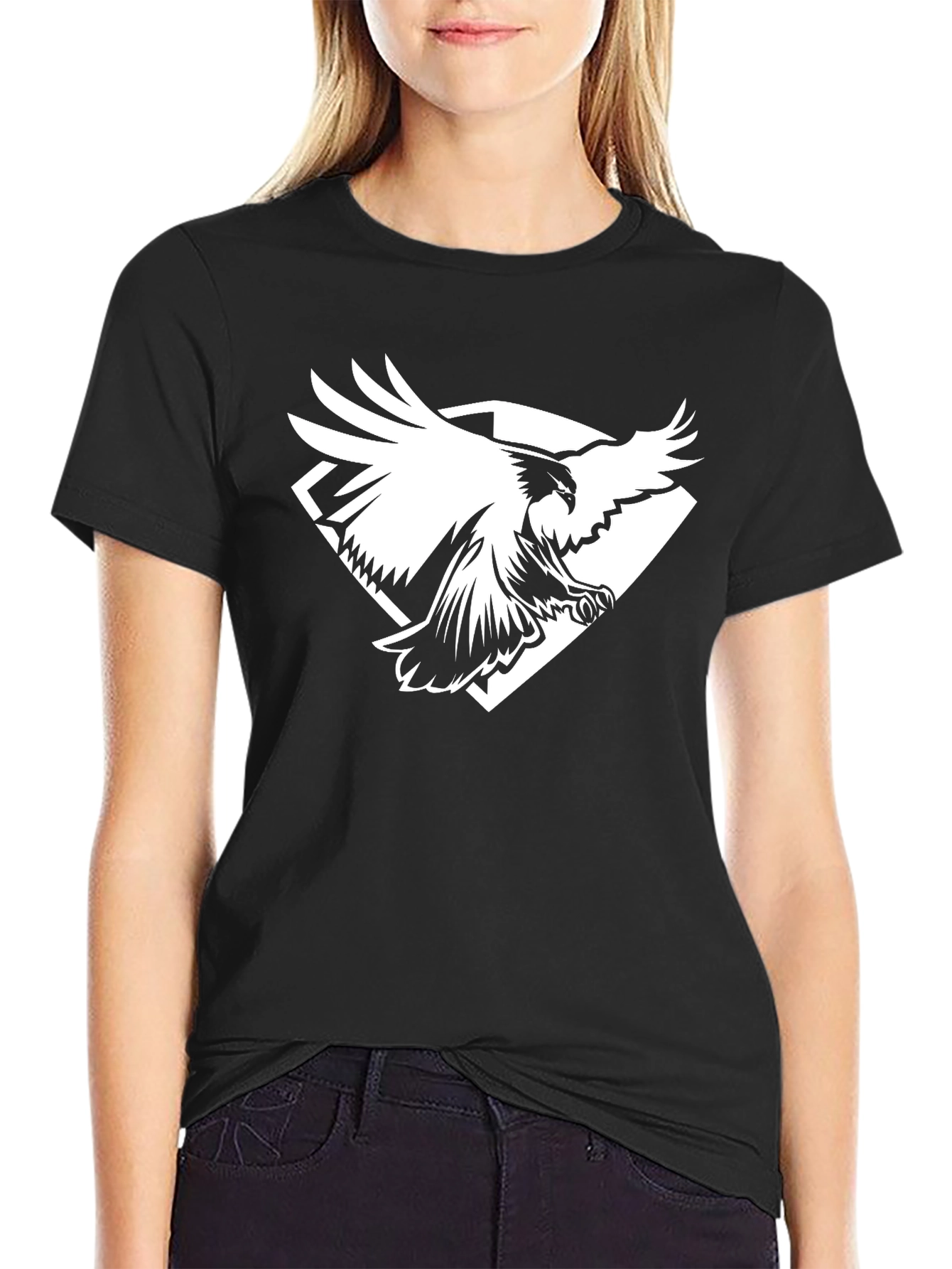 Eagle Diamond Graphic Tee - Black Cotton Blend
