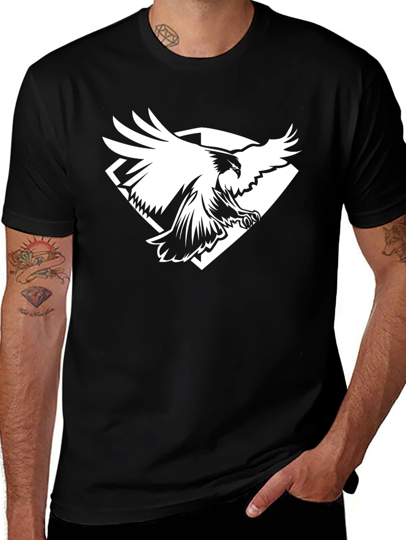 Eagle Diamond Graphic Tee - Black Cotton Blend