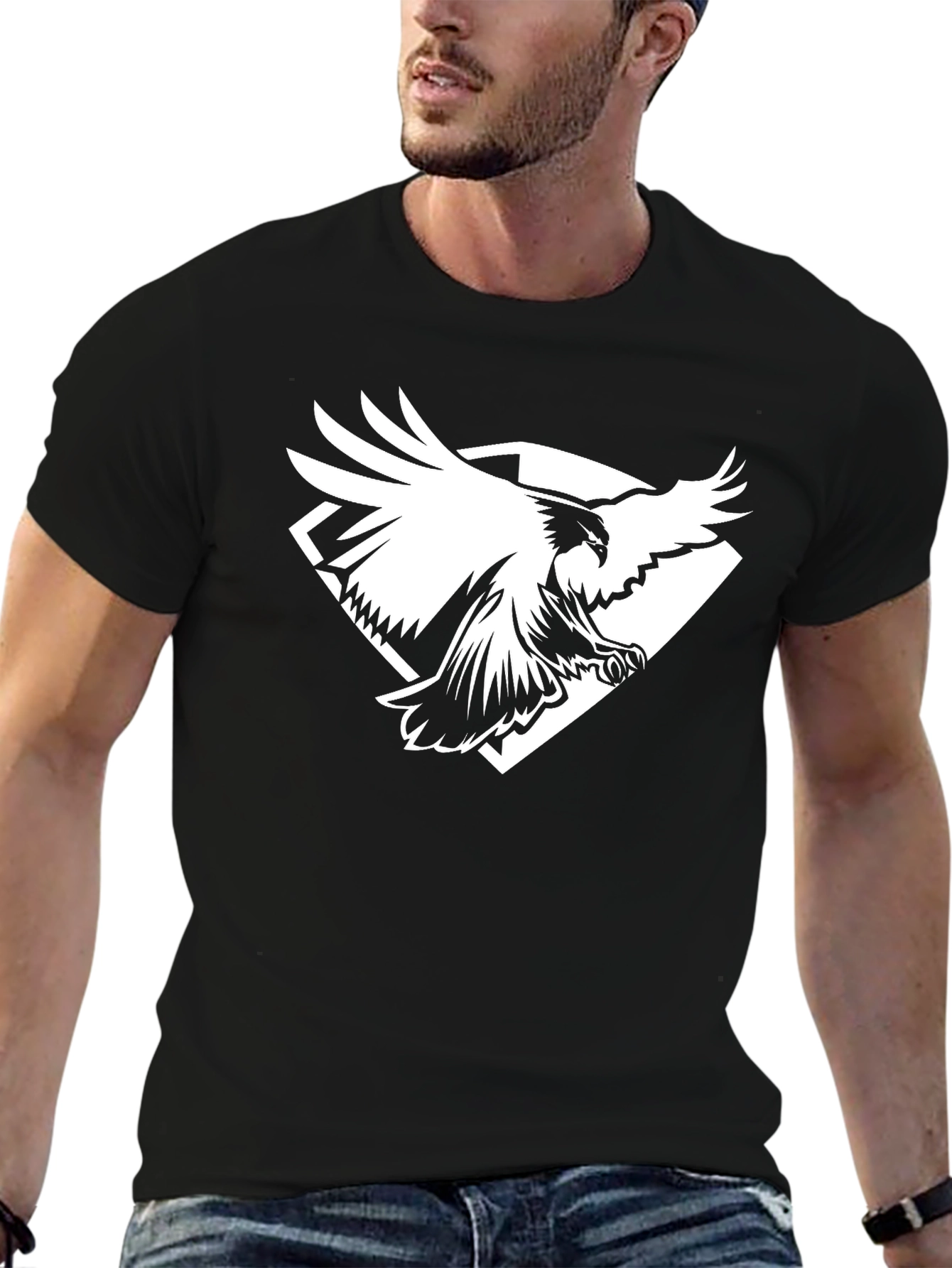 Eagle Diamond Graphic Tee - Black Cotton Blend