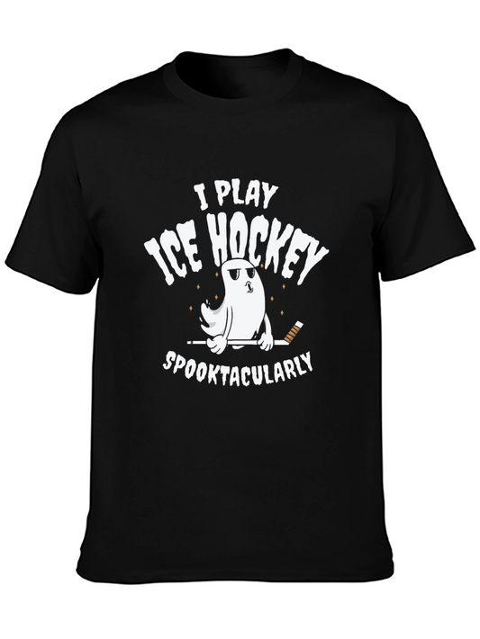 Funny Ice Hockey Ghost T-Shirt - Spooktacular Play
