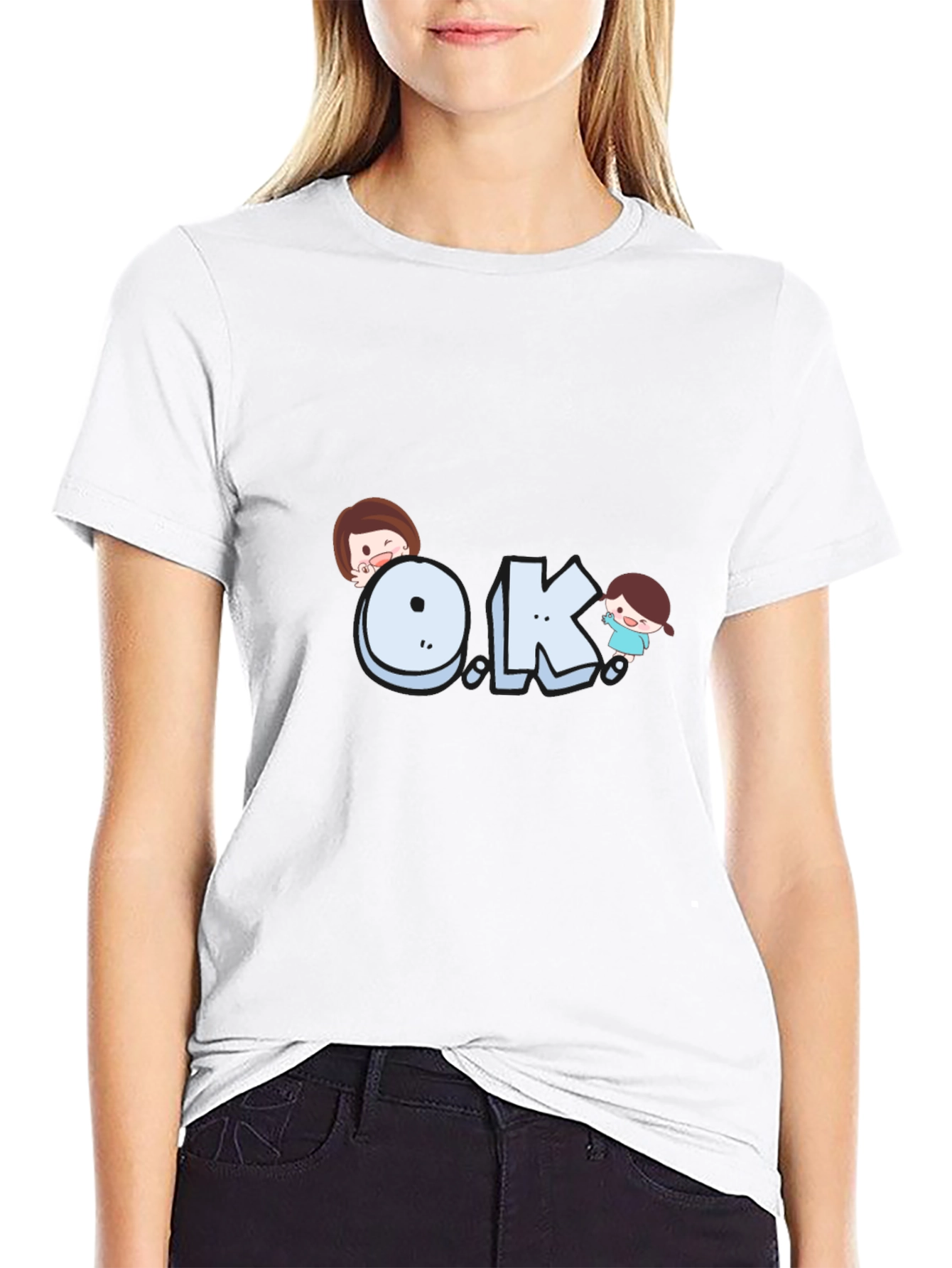 Cartoon OK Graphic T-Shirt