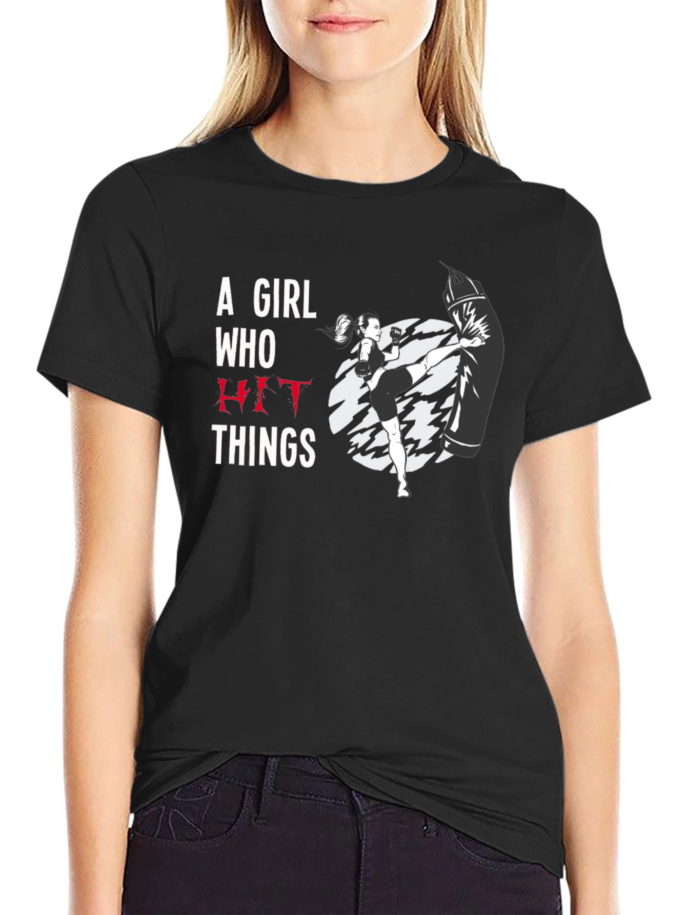 A Girl Who Hit Things T-Shirt - Black