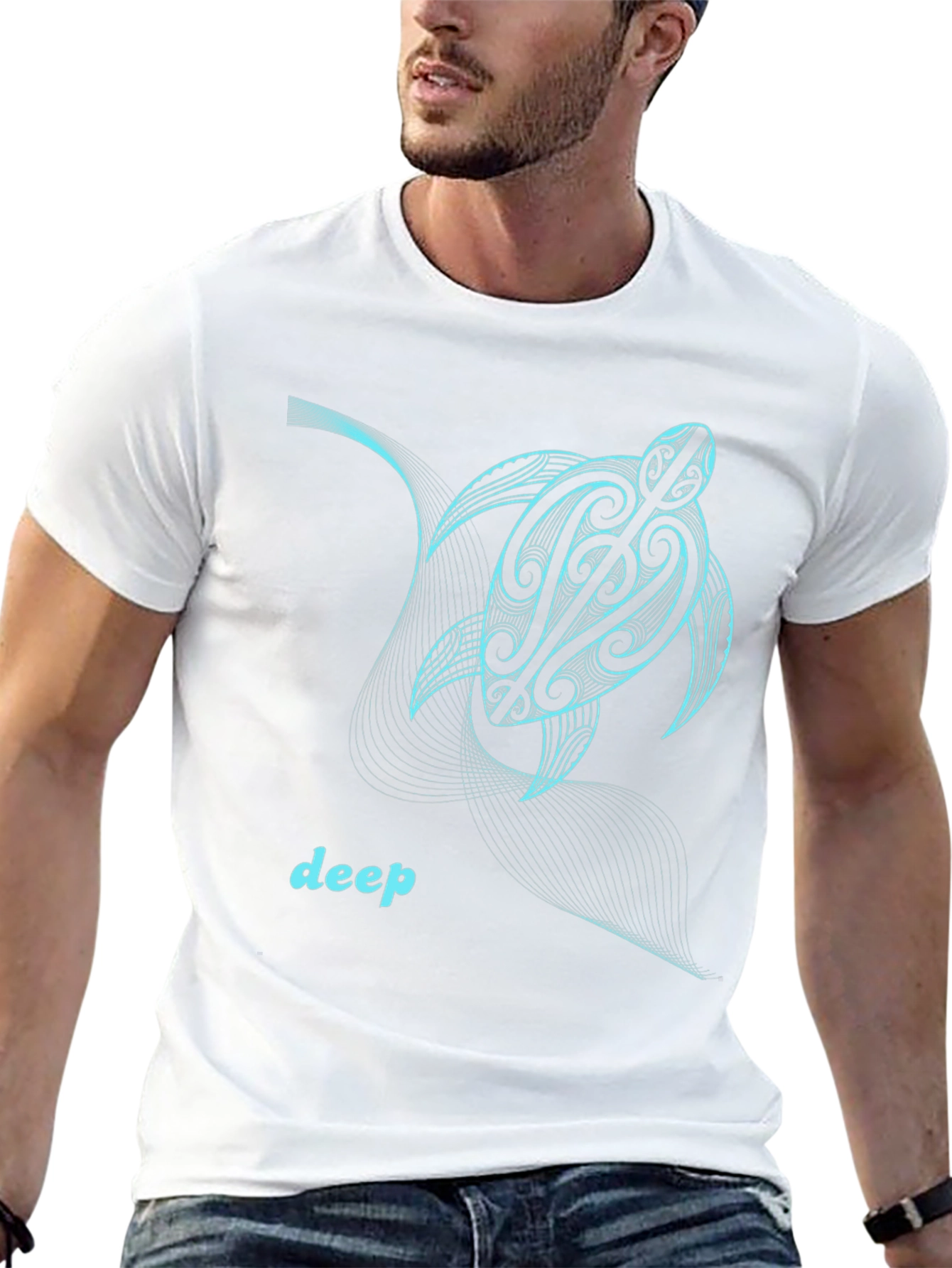 Tribal Turtle Graphic Tee - Deep Sea Design